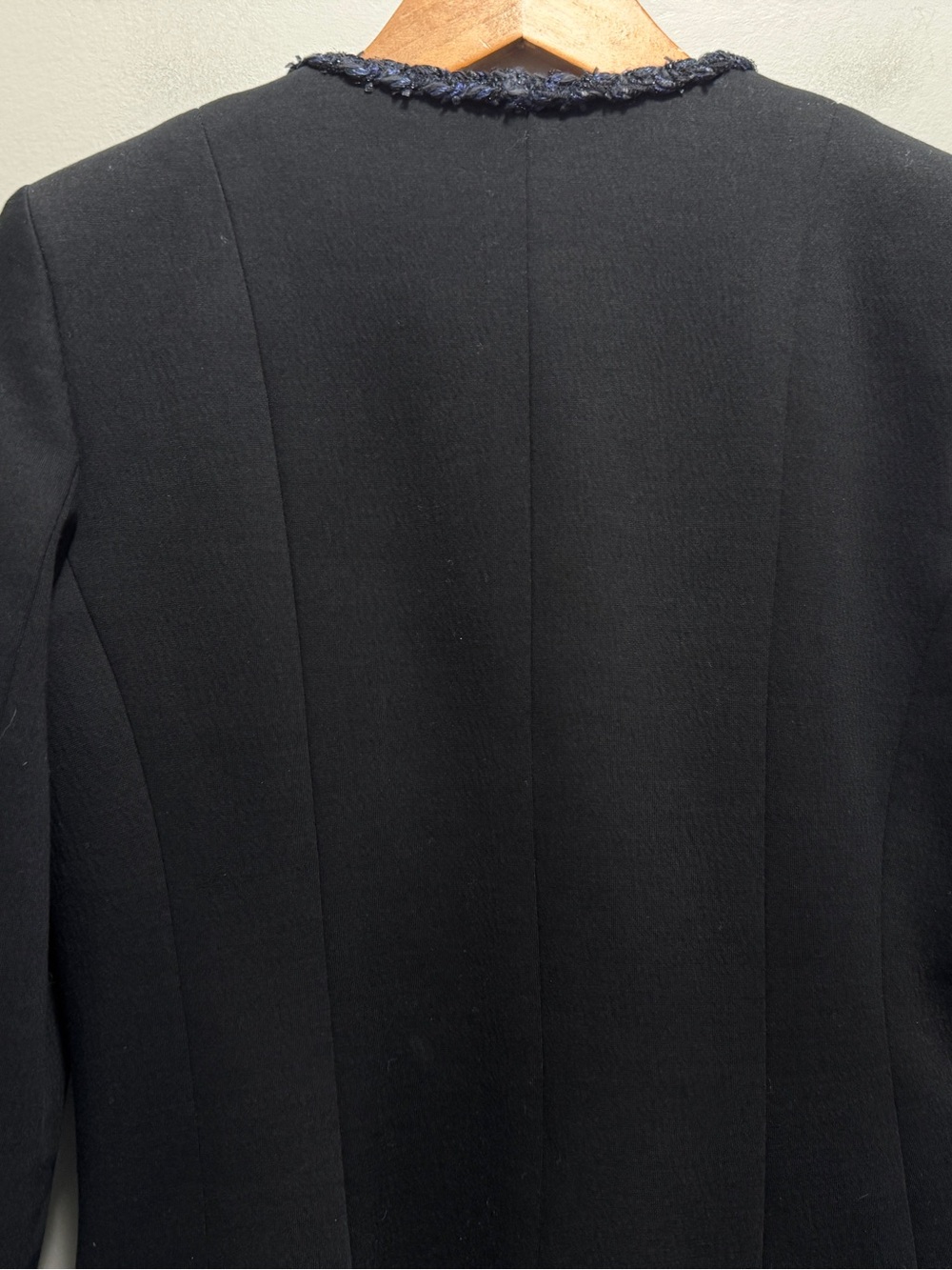 Chanel Uniform Black Cropped Jacket – Tweed Trim – Size 38 (Fits Small) - Picture 7 of 12
